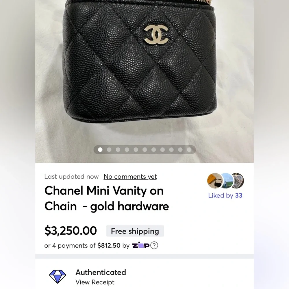 Chanel Caviar Square Mini Vanity Case with Chain - Picture 13 of 15